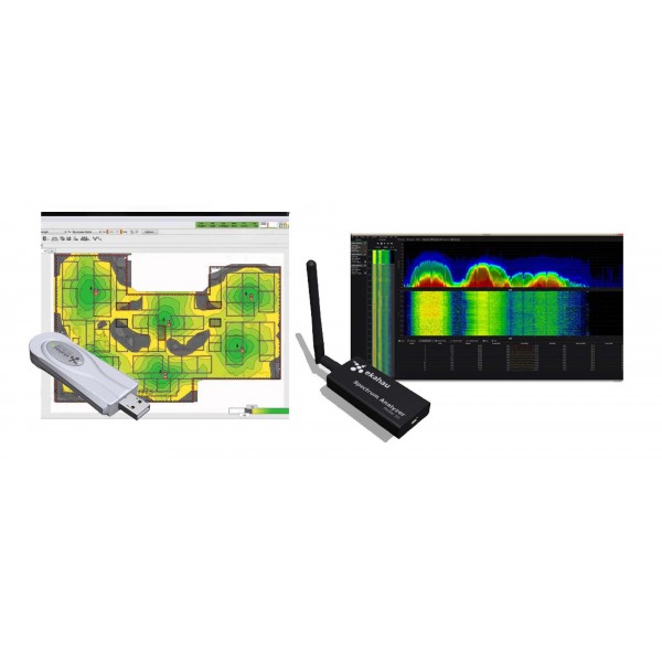Ekahau Site Survey 8.x Professional Edition и DBx Dual Band Spektrum Analyzer - Комплект для тестирования WiFi и Анализатора спектра 2.4 и 5 GHz (USB). Включает: лицензии на два ПО, Анализатор спектра DBx (USB), адаптер NIC-300 USB. (Обязательно комплектовать с ESS-SUP-8X-PRO)